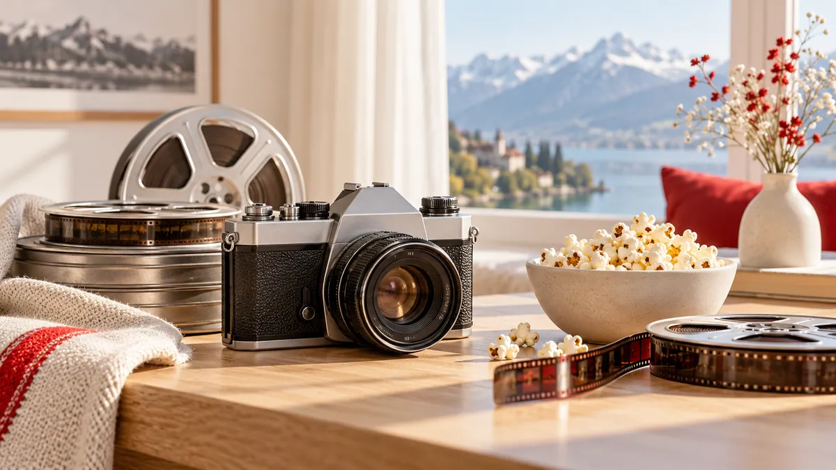 Ambiance cinéma avec accessoires de projection